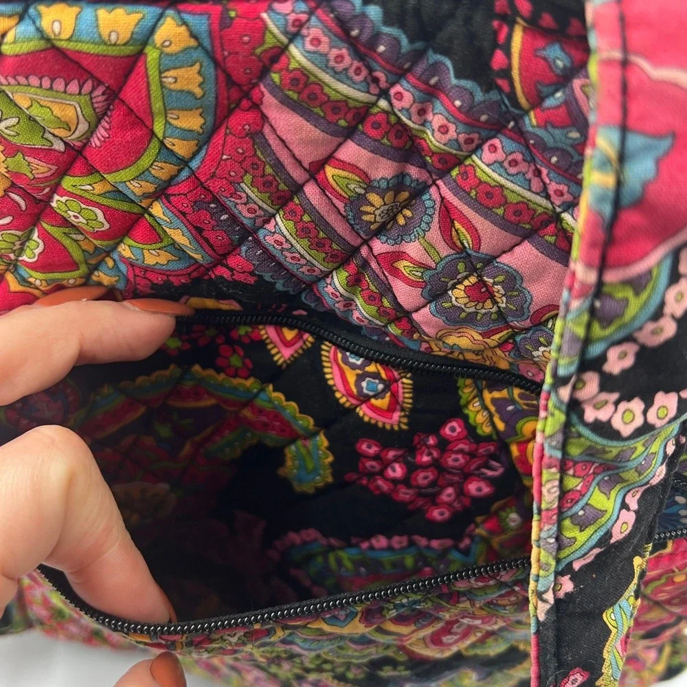 Vera Bradley Quilted Cotton Backpack Black Floral 15